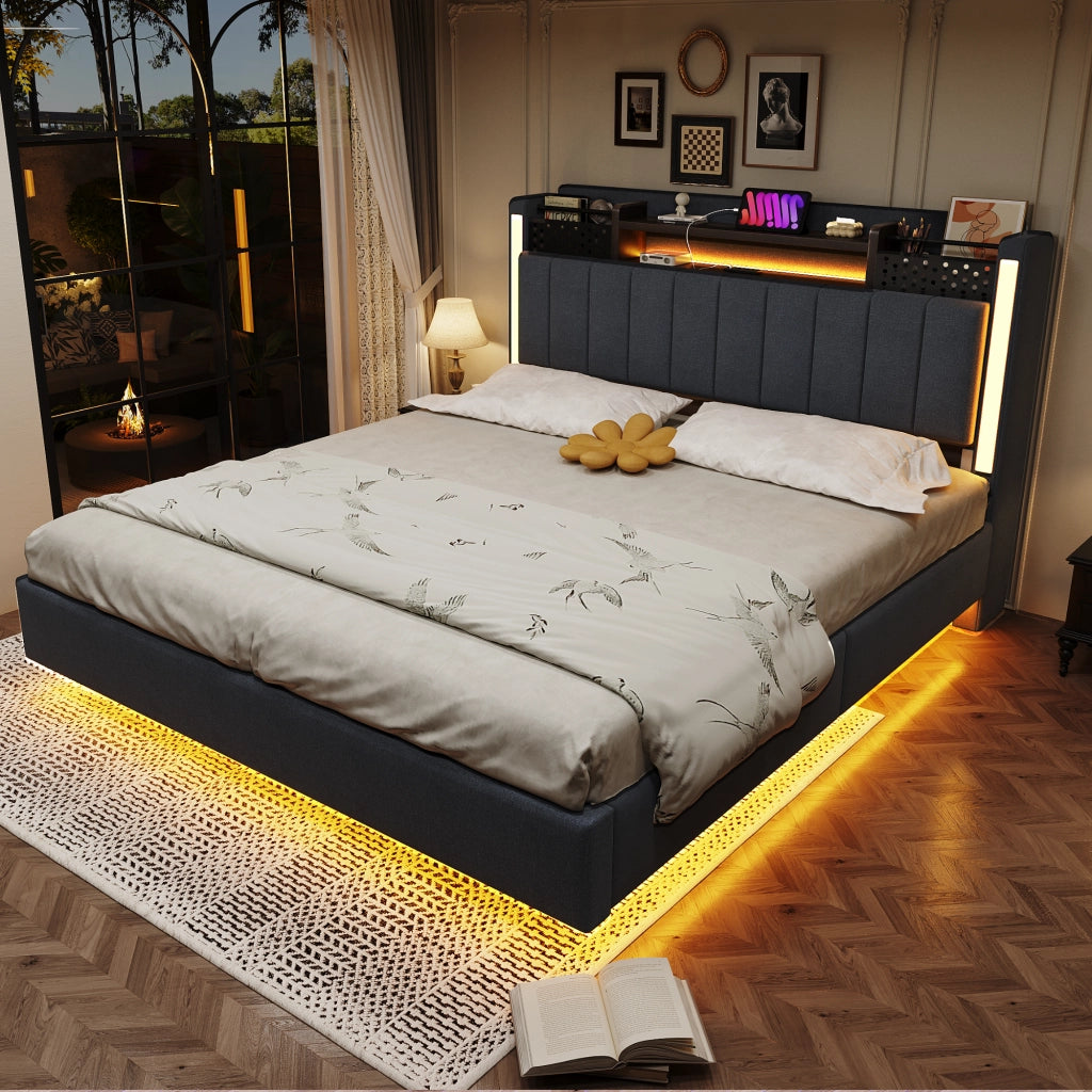 letto imbottito lino grigio 140 x 200 cm