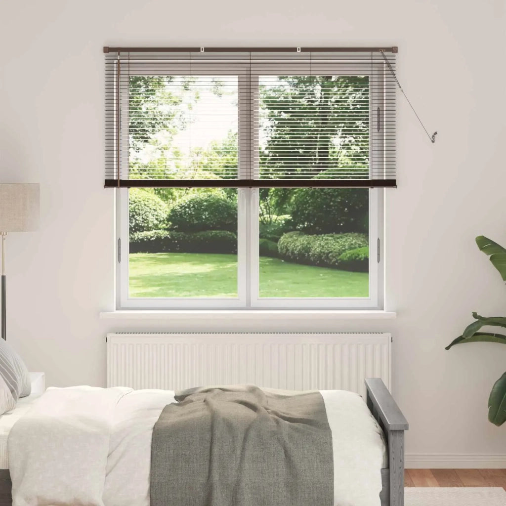 Tenda Veneziana | Tenda a lamelle Marrone Scuro con Motivo 150 x 130 cm 25 mm PVC