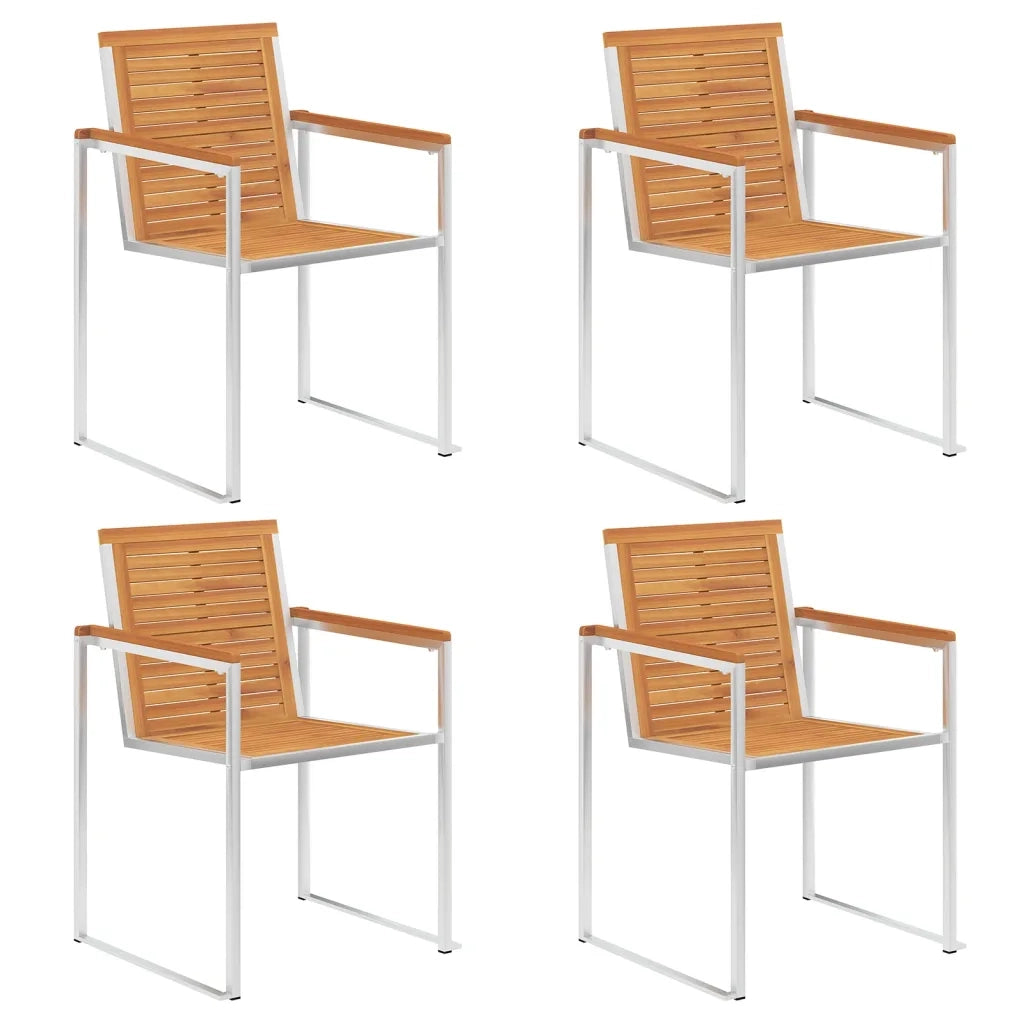 Sedie da Giardino con Cuscini 4 pz in Legno Massello di Acacia 3078484