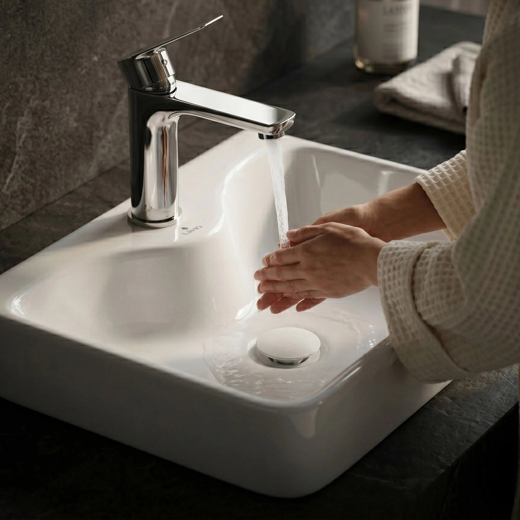 Piletta Click Clack lavabo senza troppo pieno acciaio inossidabile Bianco