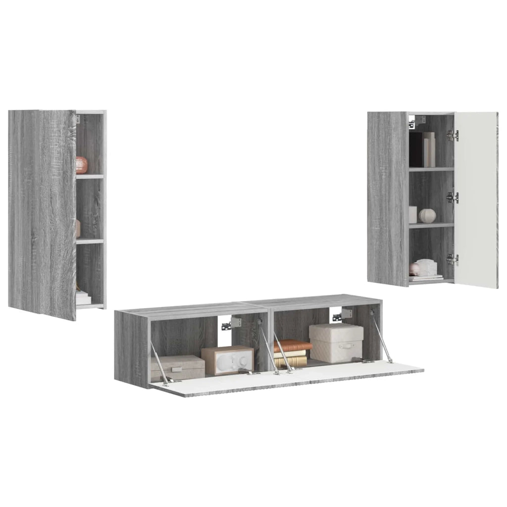 Set mobile TV 2 pz | Armadietto TV | Mobile Porta TV Grigio Sonoma Legno multistrato