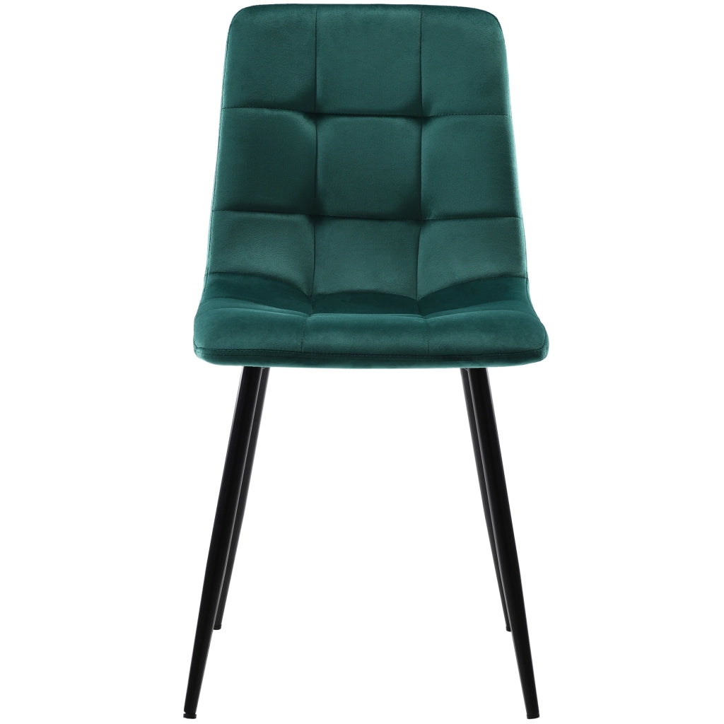 Sedia da pranzo Set di 4 Seduta imbottita con Schienale Gambe in Metallo Velluto Verde