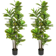 Pianta Artificiale Ficus Lyrata 150 cm ¨C Xylo ¨C Verde con Vaso Cemento Set 2 Pezzi
