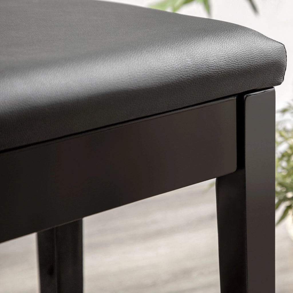 Panca per Pianoforte ¨C Xylo ¨C Seduta Imbottita Rivestimento Sintetico Legno Massello Nero 75x35x49