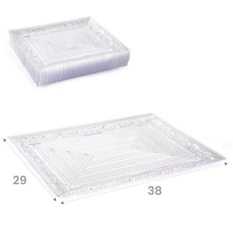 1 Piatto in Plastica Crystal Rettangolare Trasparente 38 x 29 cm
