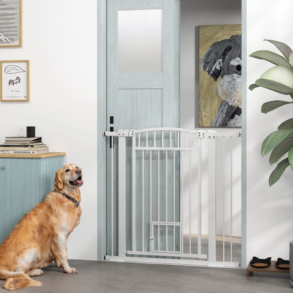 Cancelletto di Sicurezza per Cani ¨C Xylo ¨C Doppio Blocco Montaggio a Pressione 76-104 cm Bianco