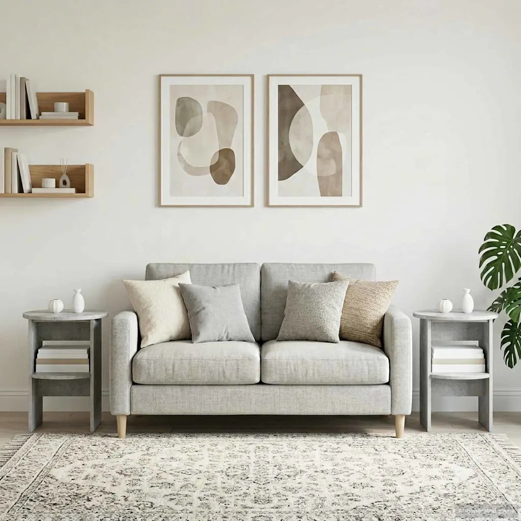 Mobile laterale | Tavolo laterale | Tavolino 2 pz Grigio Cemento ?40 x 50 cm