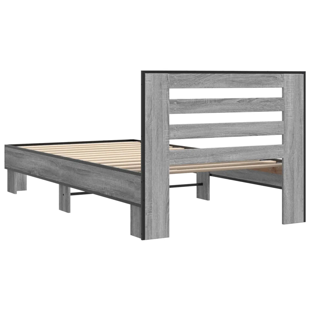 Struttura letto con testata-Giroletto Sonoma grigio 80 x 200 cm 618917