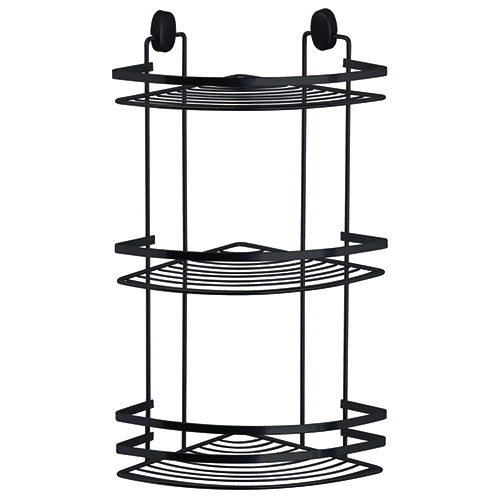 Mensola doccia angolare 3 ripiani in acciaio nero opaco Linea Cover Black Feridras