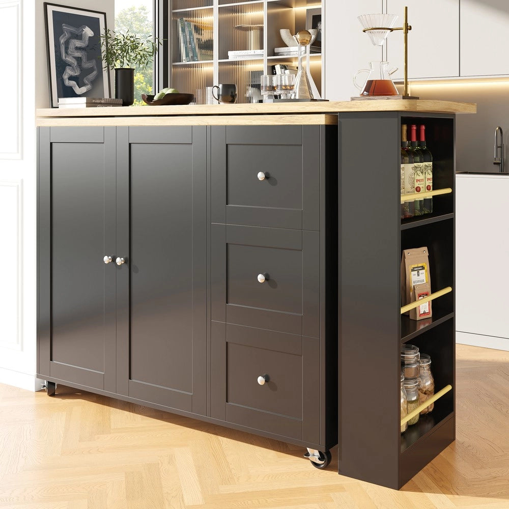 Tavolino Multifunzione Girevole con Cassetti e Ruote ¨C Xylo ¨C Nero, 39x106 cm