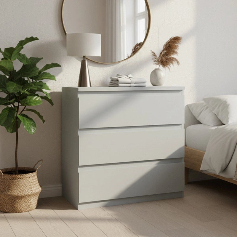 Cassettiera Morgan 3 cassetti 77.2x79.8x42.2 cm. colore grigio chiaro
