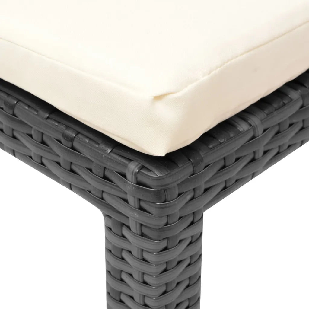 Lettino Prendisole con Cuscino in Polyrattan Nero 42846