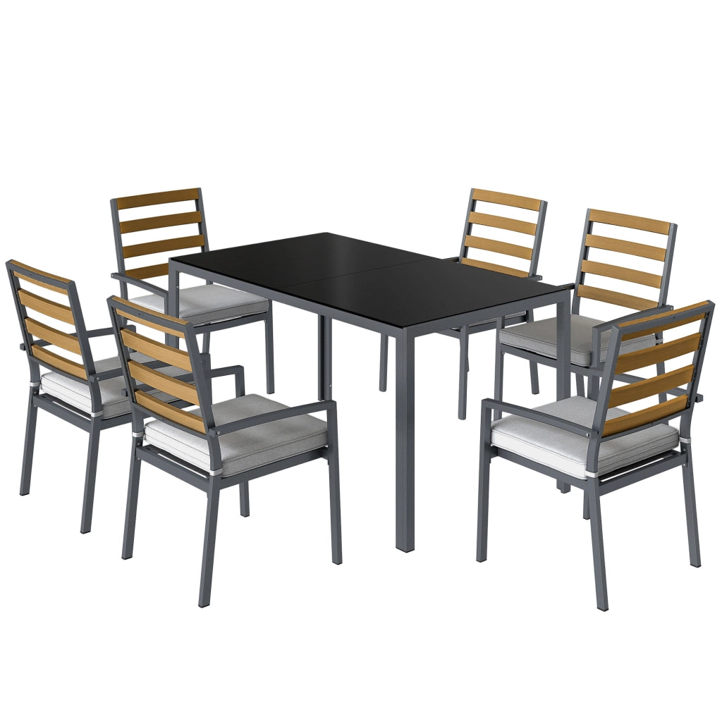 Set da Giardino 7 Pezzi Tavolo Sedie ¨C Minimal ¨C Nero