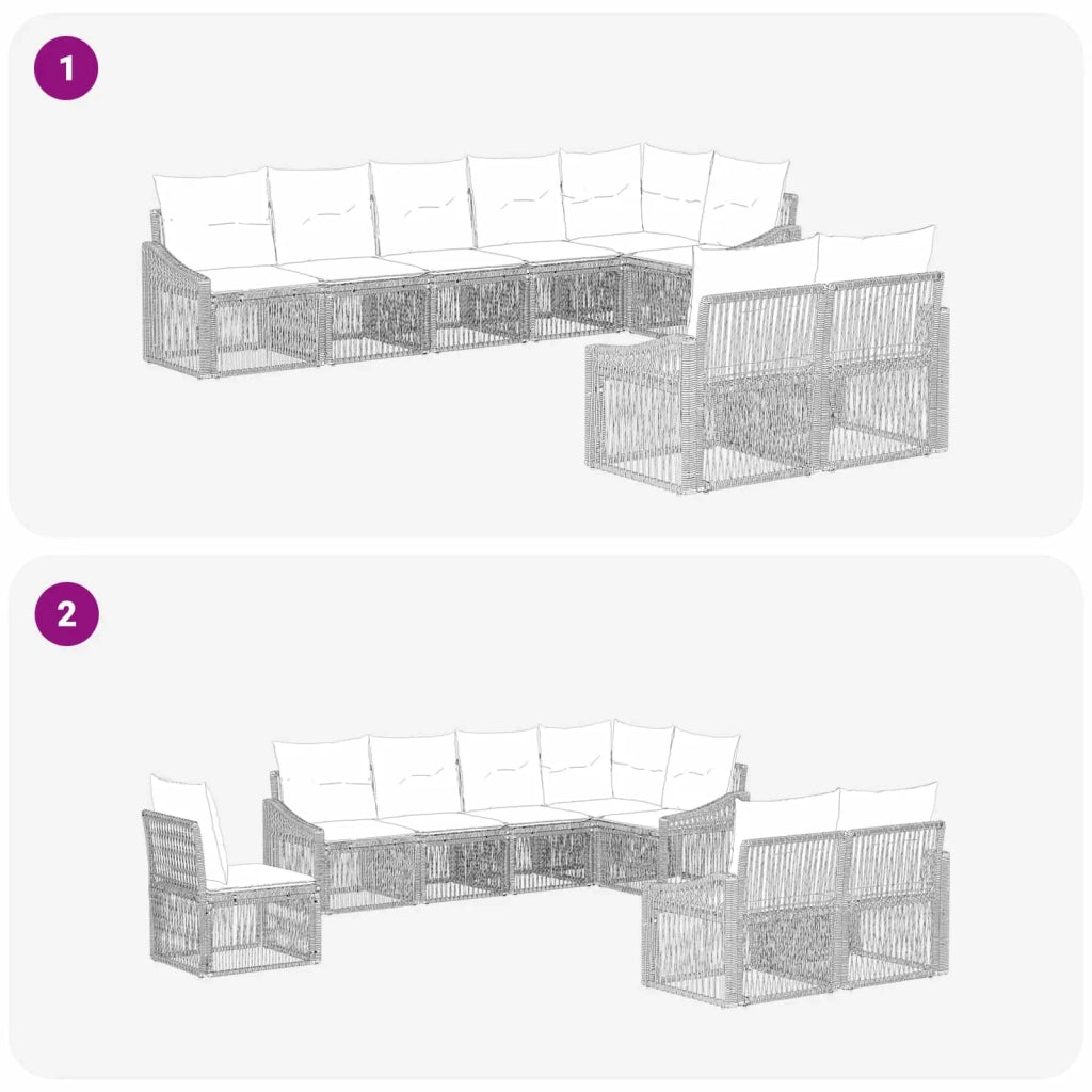 Set Divano da Giardino 8 pz Nero polyrattan 3436066