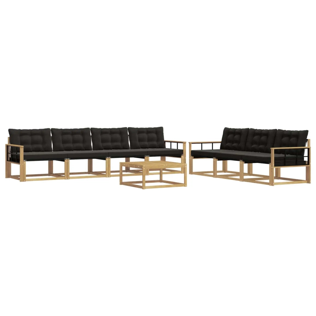 Set di divani da esterno 8 pz Bianco e nero 3388498