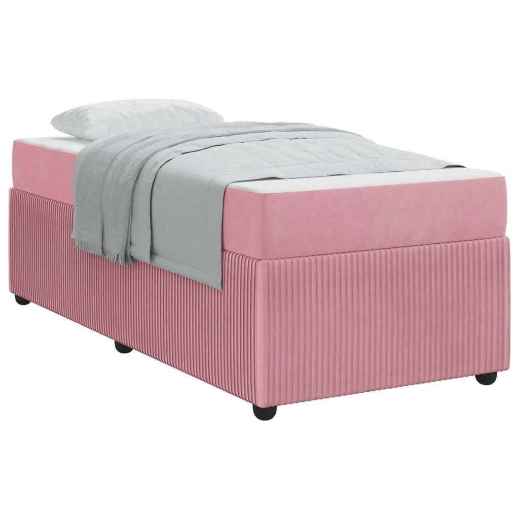 Struttura del letto con materasso Rosa 90 x 190 cm Tessuto