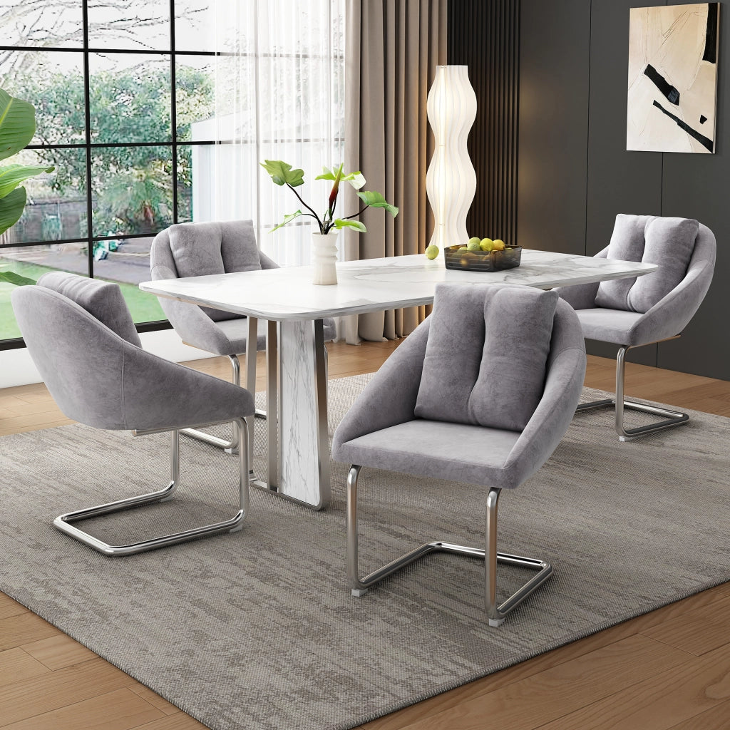 SEDIA Girevole in Velluto Grigio Set da 4 pezzi