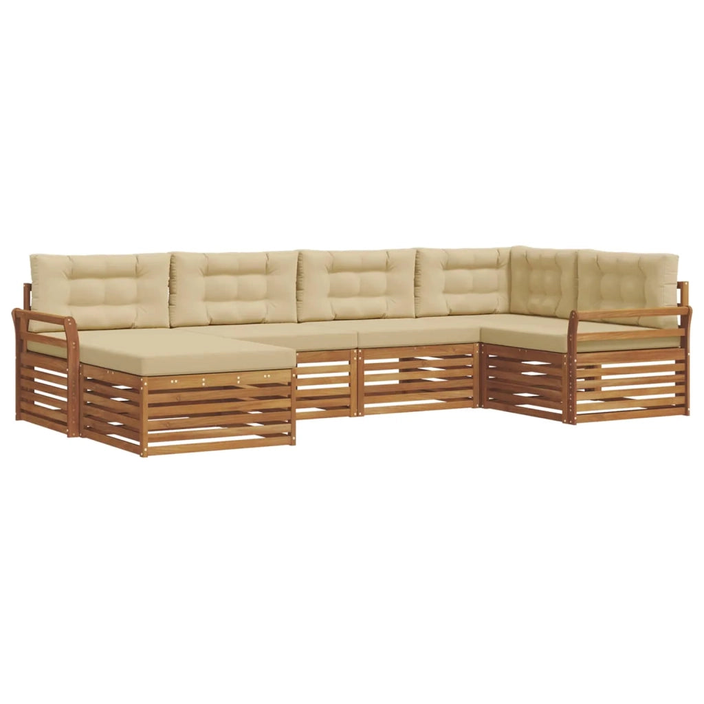 Set di divani da esterno con cuscino 6 pcs Naturale e Beige 3373743