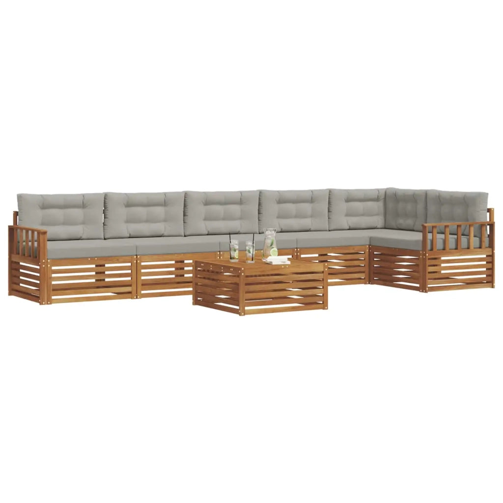 Set di divani da esterno 7 pcs Grigio Naturale e Chiaro 3373571