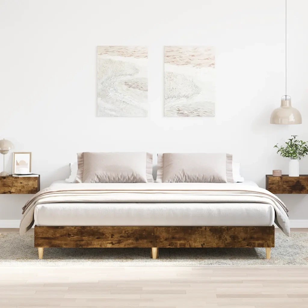 Giroletto senza Materasso-Struttura Letto Rovere Fumo 160x200 cm in Truciolato 166262