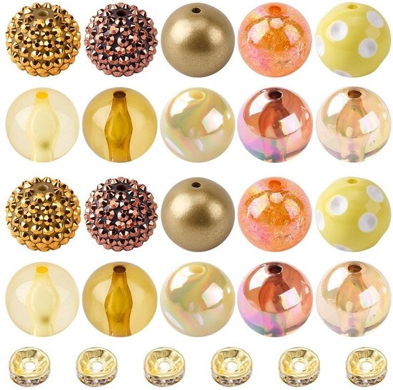 60 pezzi di perle di gomma dorata per gioielli DIY