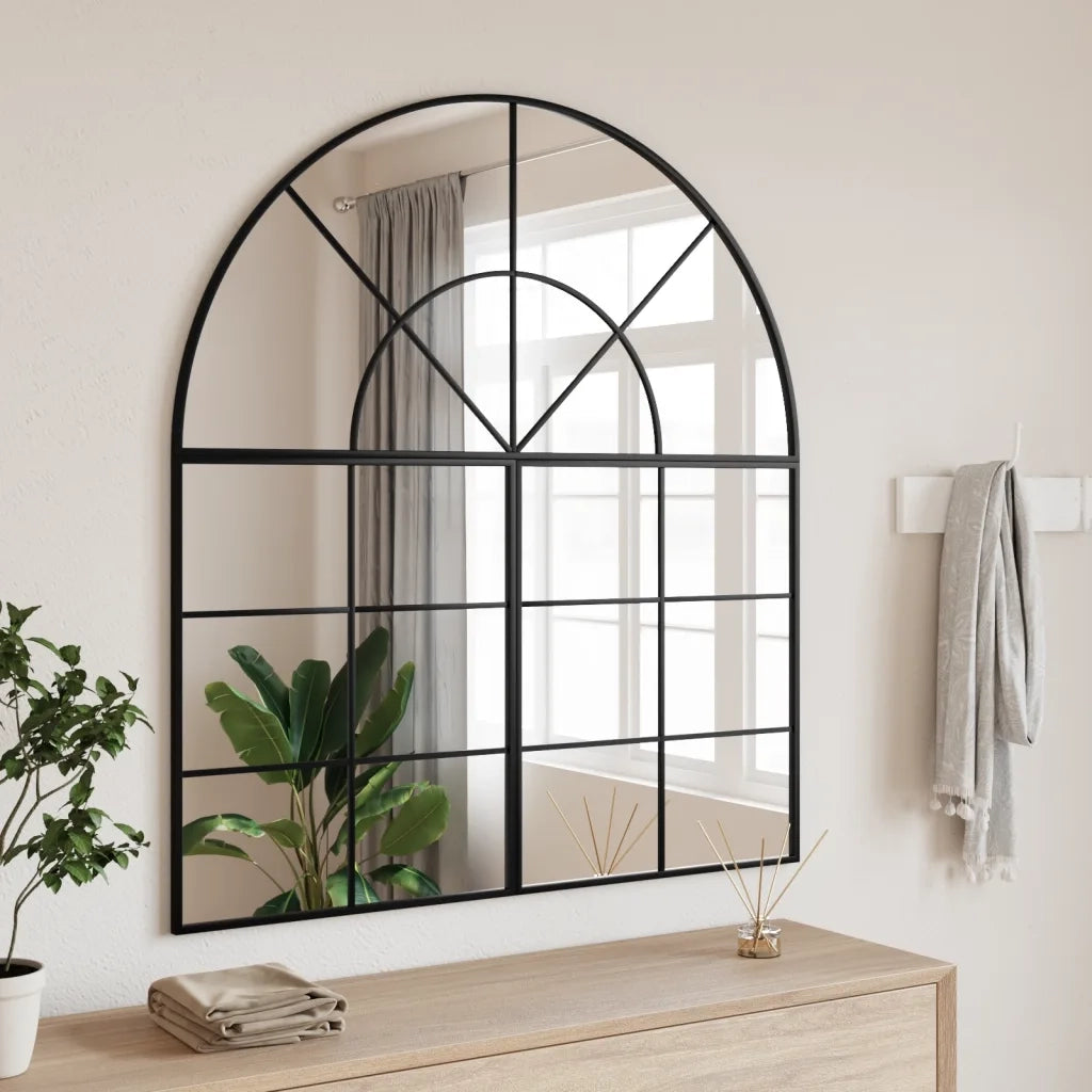 Specchio da Parete | Specchio decorativo Nero 100x50 cm Arco in Ferro