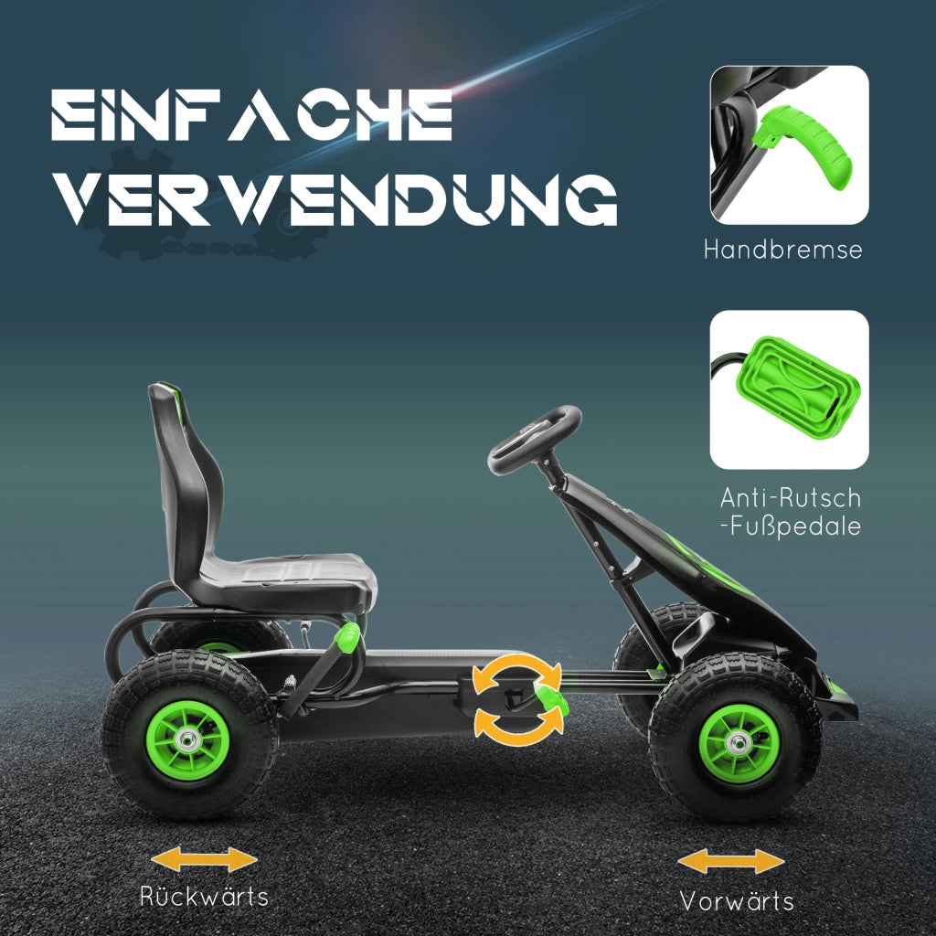 Gokart per Bambini con Pedali ¨C Minimal ¨C Verde e Nero 121x58x61 cm