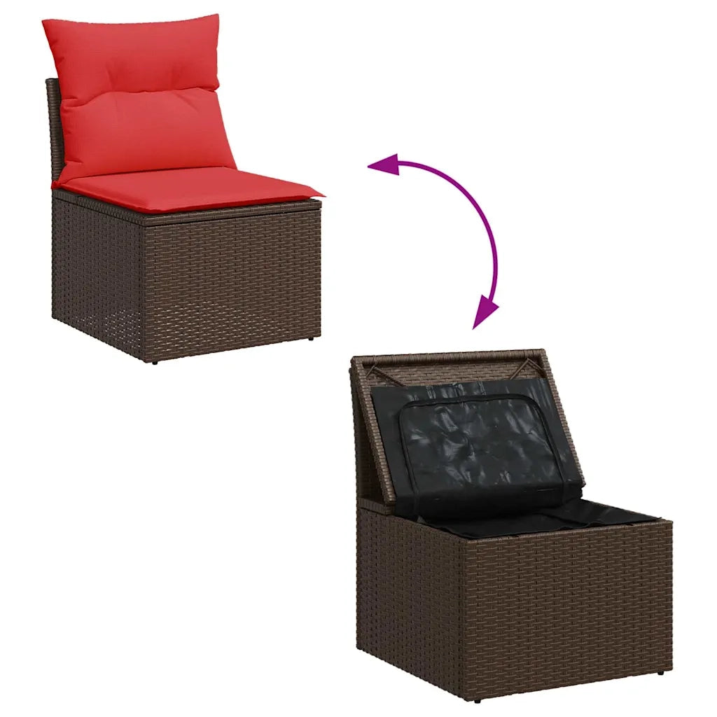 Set Divano Giardino 6 pz con Cuscini Marrone Polyrattan Acacia 3326145