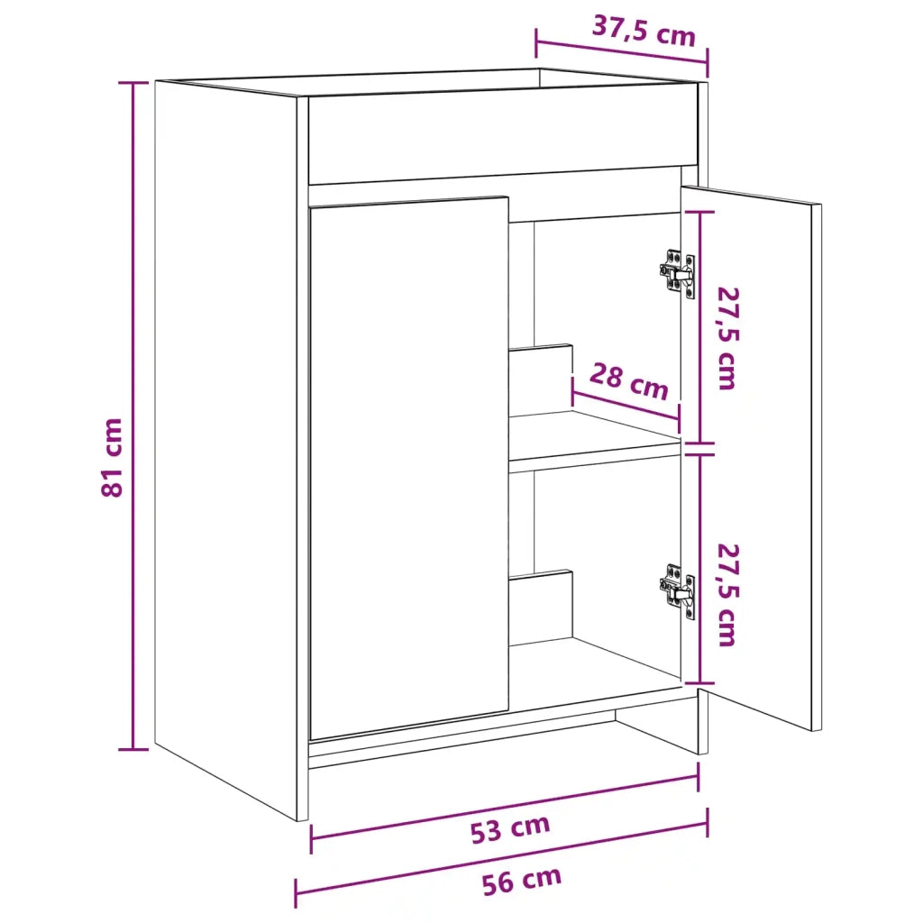 Mobiletto da Bagno Sotto Lavabo Rovere Sonoma 56 x 37,5 x 81 cm 890778