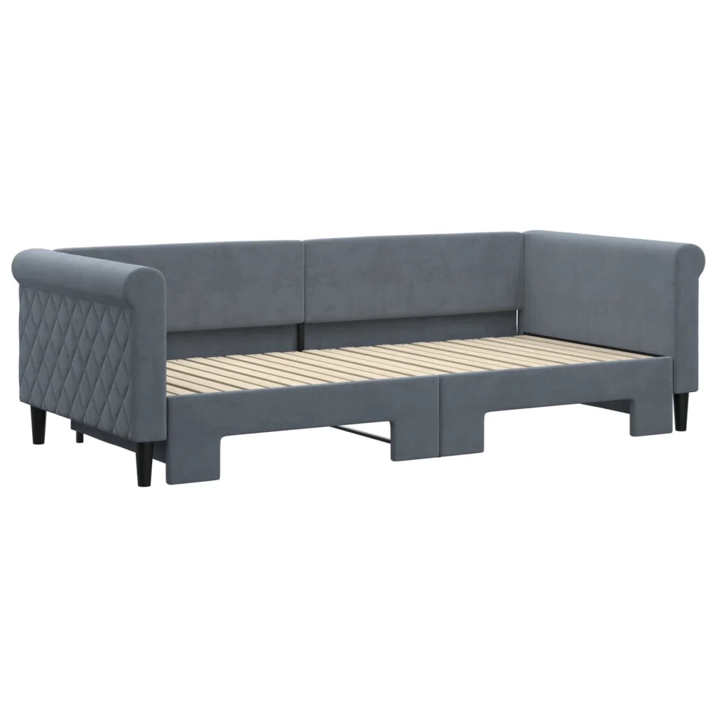 Divano letto | Sof¨¤ letto | Letto singolo Estraibile Grigio Scuro 90x200cm Velluto