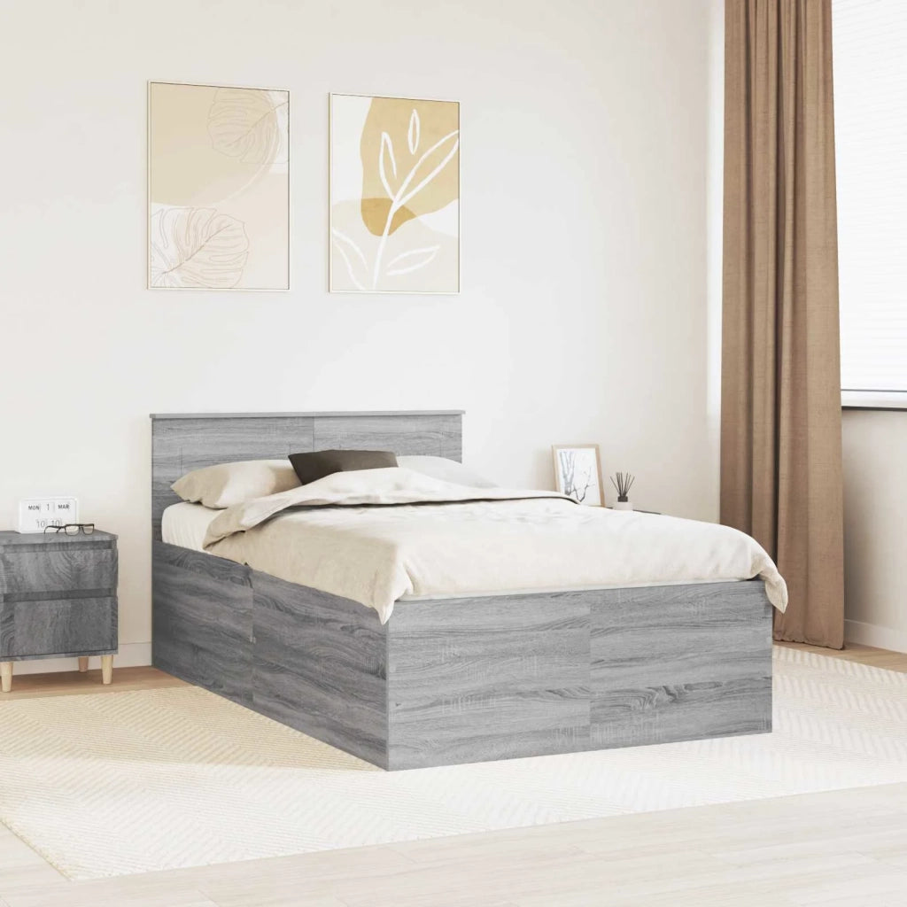 Struttura del letto con testiera Grigio Sonoma 120 x 190 cm