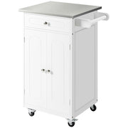 Carrello da cucina con cassetto e ripiani ¨C Minimal ¨C Bianco acciaio inox MDF