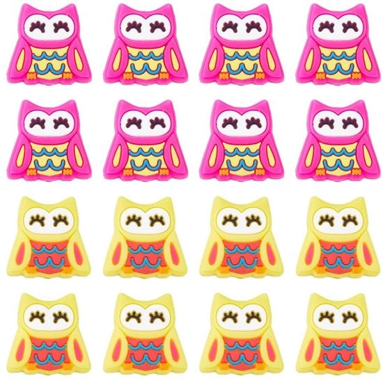 Kralen in Silicone 16 pezzi - Collo di Uccello - Animali Faccialini - Kralen in Gomma - Kralen per Lanyard DIY - Diametro: 3,5 mm