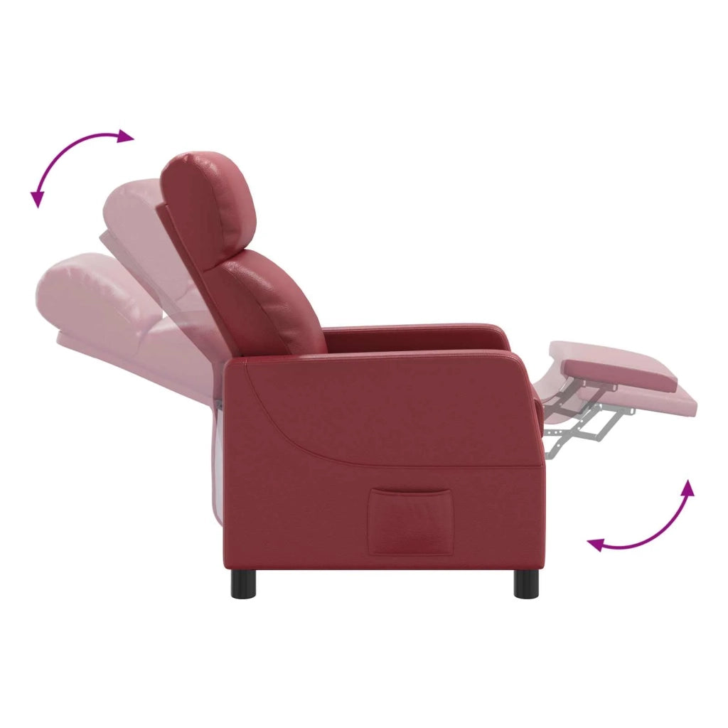 Divano Sedia-Poltrona Massaggiante Rosso Vino Similpelle 603155