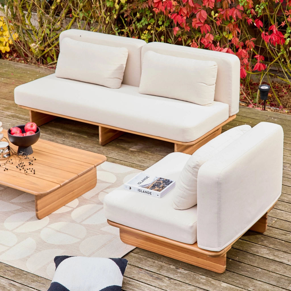 Salotto da giardino in legno di acacia, 4 posti, beige