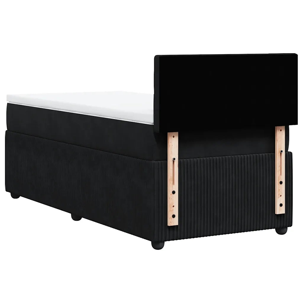 Letto singolo | Letto per adulti | Giroletto a Molle con Materasso Nero 80x200 cm in Velluto