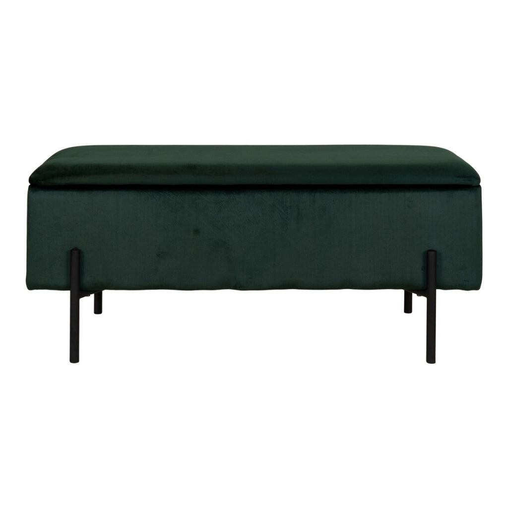 Panca con Portaoggetti Watford, Verde, Poliestere, 36,5x95x43 cm