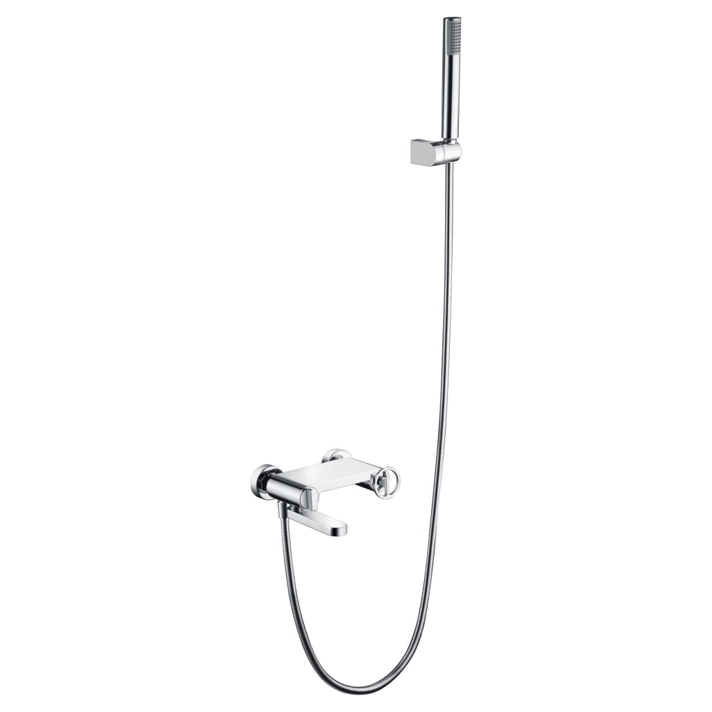 IMEX Set vasca-doccia monocomando cromato in ottone e zama con tubo flessibile acciaio 180 cm doccetta rotonda ABS cartuccia ceramica Ø35 mm modello Imex-BDC033-4 Olimpo