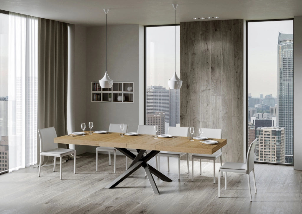 Tavolo Allungabile 200-460x90x77 cm Volantis Premium Quercia Natura Telaio Antracite