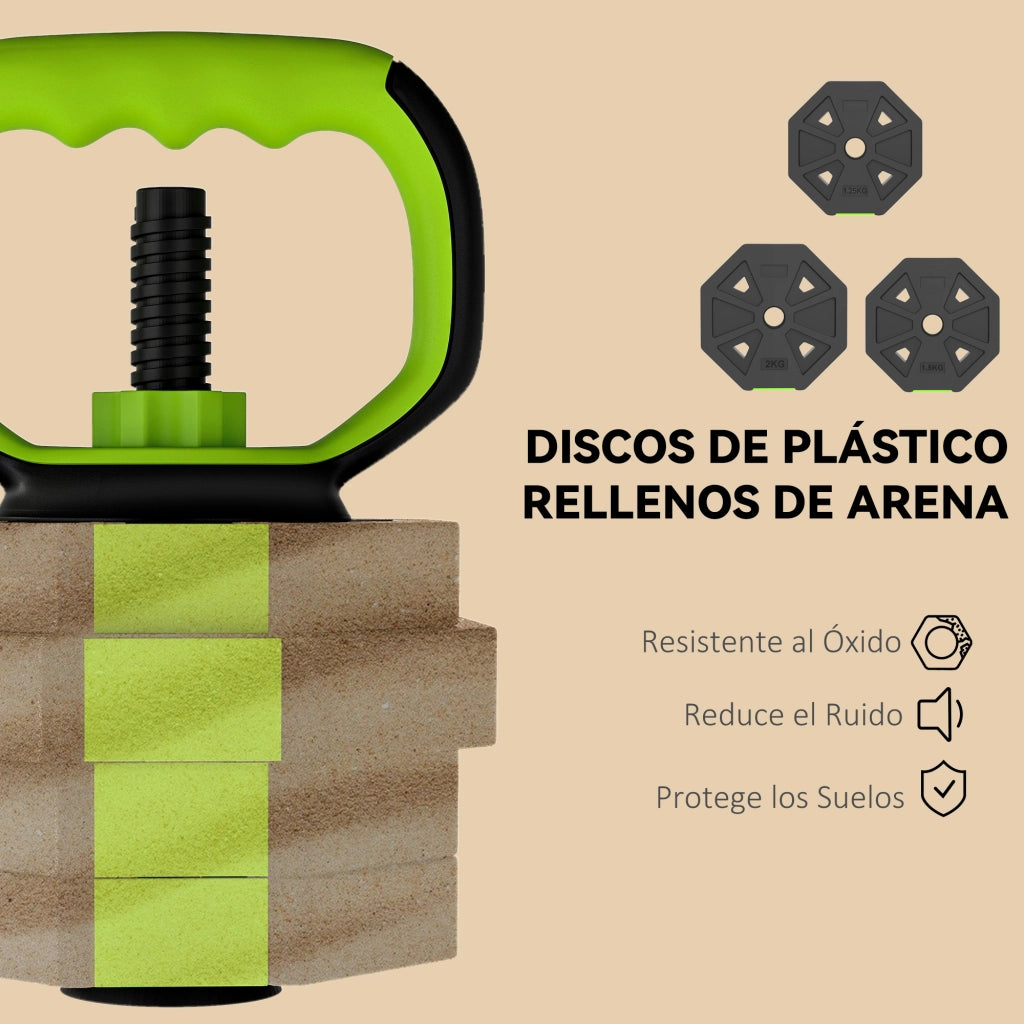 Set manubri regolabile 20 kg 6 in 1 ¨C zephmum ¨C come kettlebell con barra e supporto per flessioni