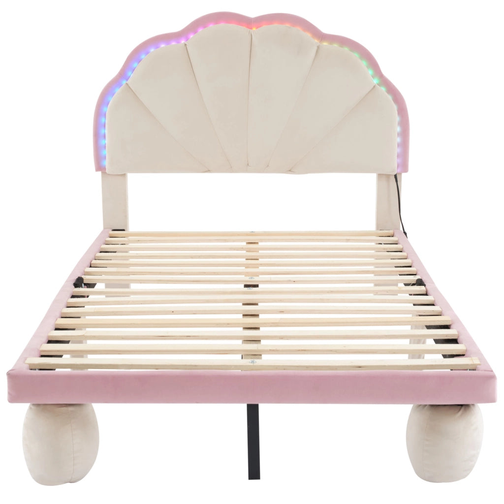 letto imbottito velluto beige rosa 90 x 200 cm