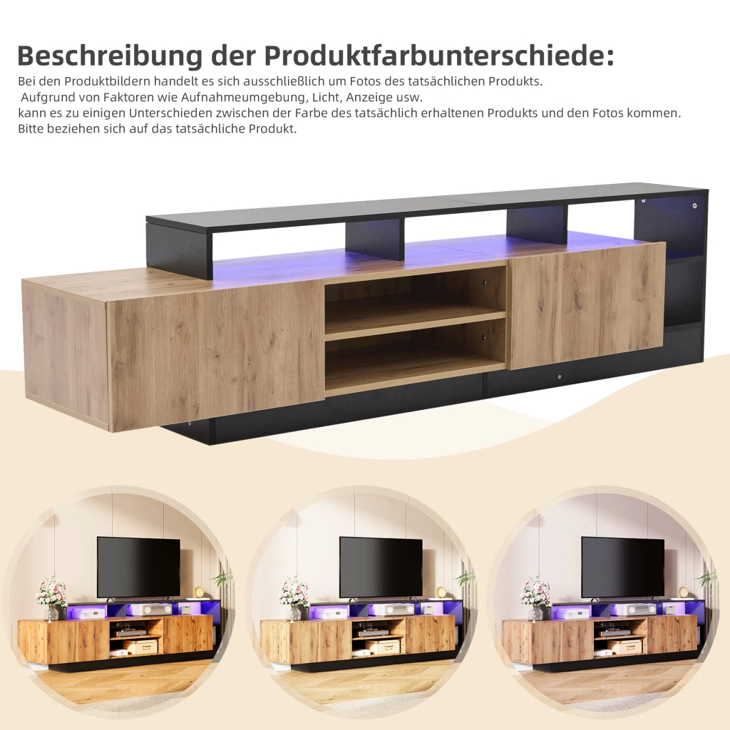 MOBILE TV 190x40x48,5 cm con LED rovere e nero