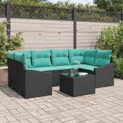 Set di divani con cuscino 7 pcs Nero e Turchese polyrattan 3346626