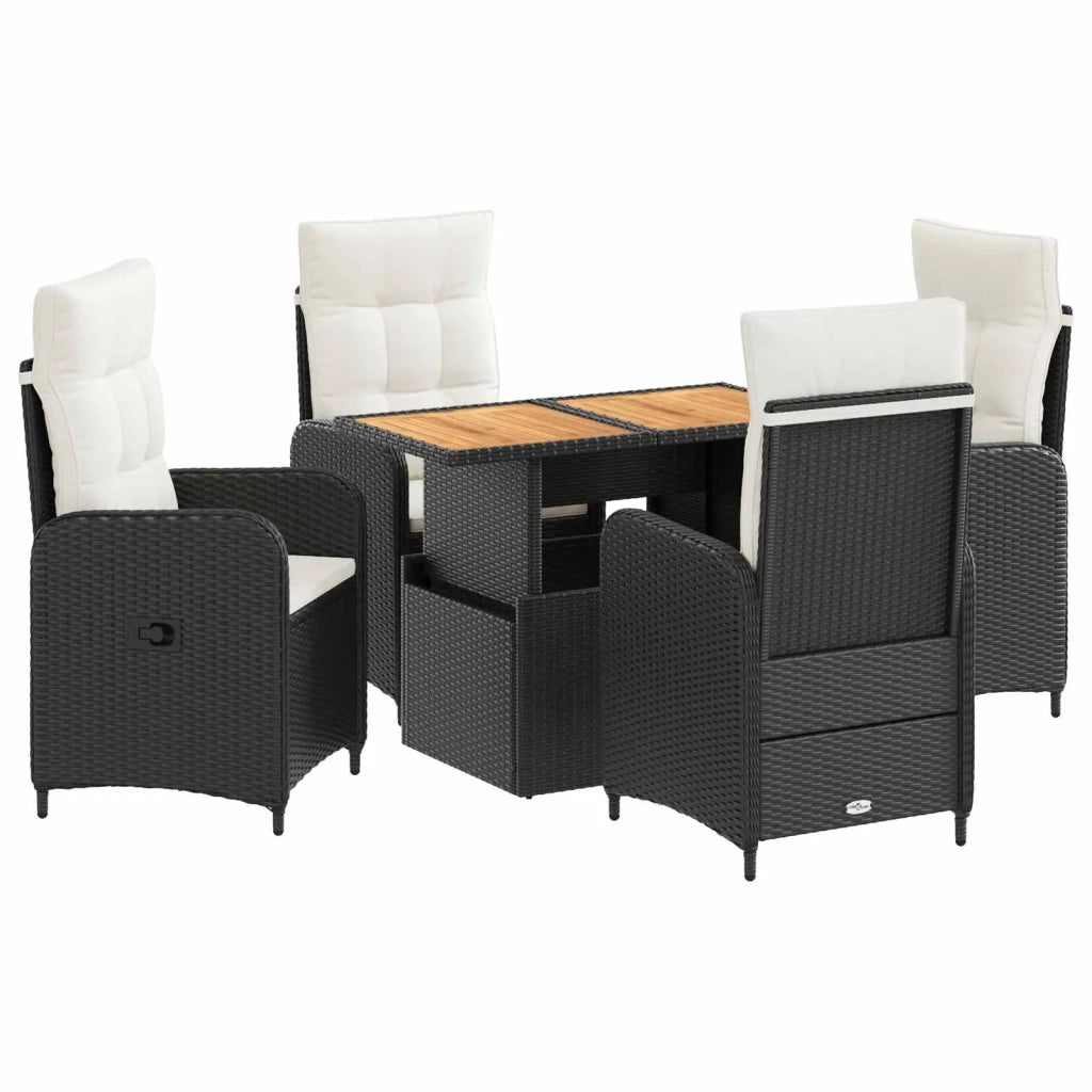Set da pranzo per esterni 5 pz Nero e Bianco Crema 3422409