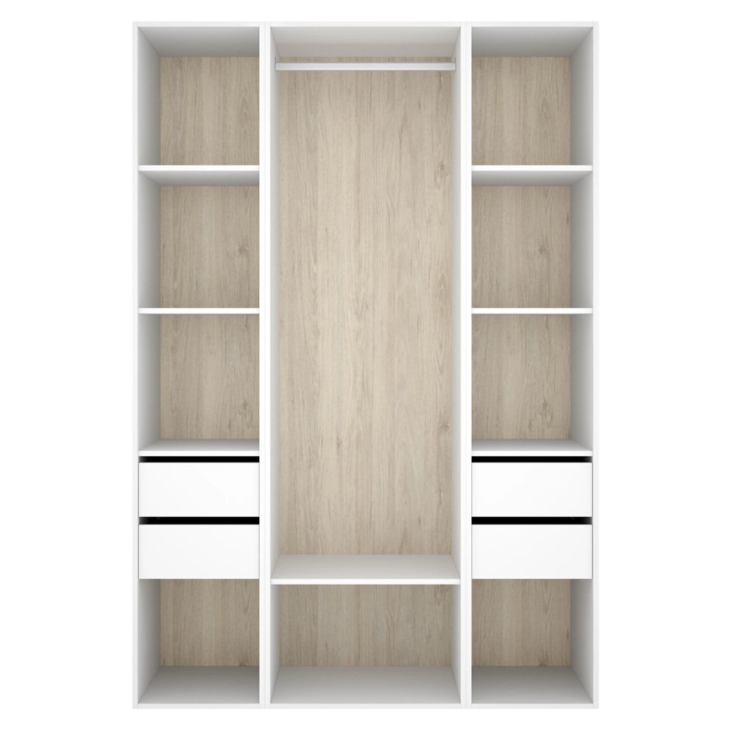Armadio Camera da Letto Bellwood, Guardaroba Grande 7 Ripiani, 45x205h cm Bianco