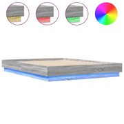 Letto matrimoniale | Letto per adulti | Giroletto con Luci LED Grigio Sonoma 160x200 cm