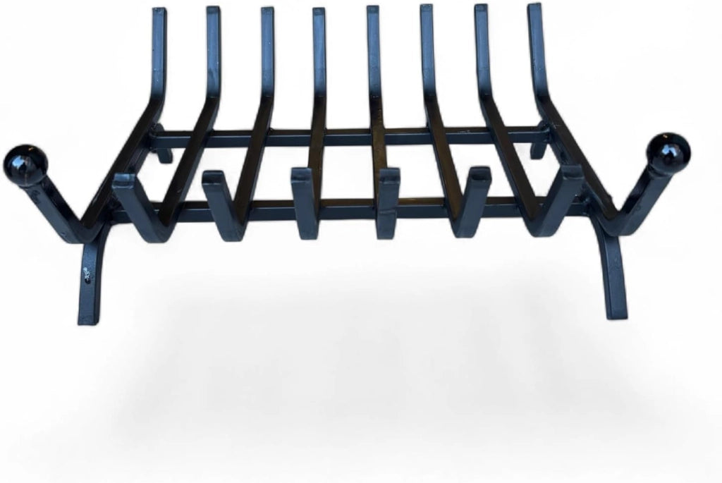 Brucialegna per Camino in Ferro, Porta legna Nero, Struttura 40x35x16 cm, Sezione 12 mm, con Sfere Verniciate, Made in Italy