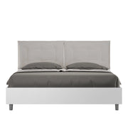 Letto Matrimoniale 160x200 cm con Rete e Contenitore Struttura Bianco Frassico con Cuscini in Similpelle Egos Annalisa