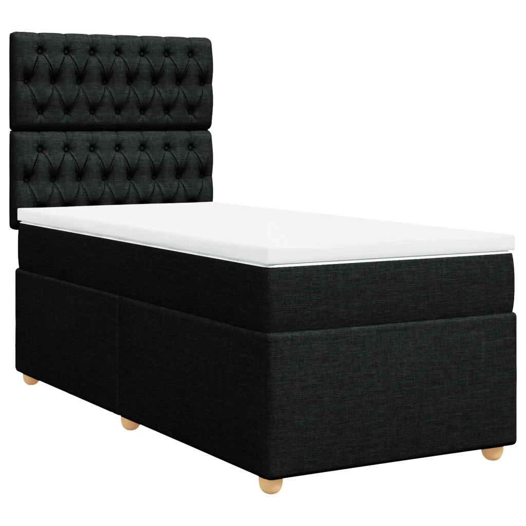 Giroletto a Molle con Materasso Nero 90x200 cm in Tessuto 3293472