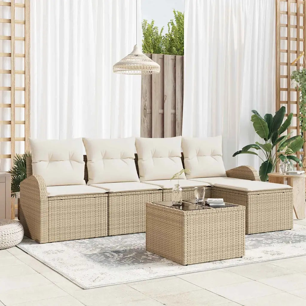 Set di divani con cuscino 6 pcs Beige e Bianco polyrattan 3354680